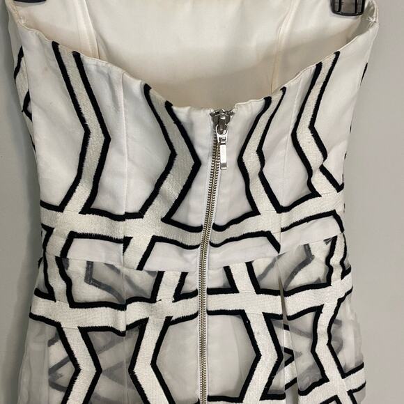 NICHOLAS Black and White Halter Sheath Midi Dress Size 0 - Picture 5 of 9